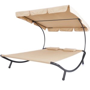 Dubbel Ligbed Beige – Met Zonnescherm