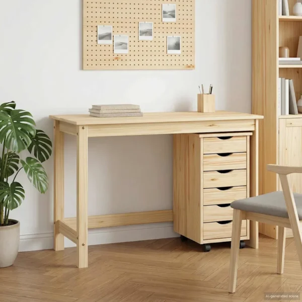 Bureau en rollende kast set MOSS 2 st Bruin